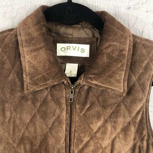 Vintage Orvis Leather Vest Womens Small Brown Suede Quilted Equestrian Retro - Picture 9 of 16